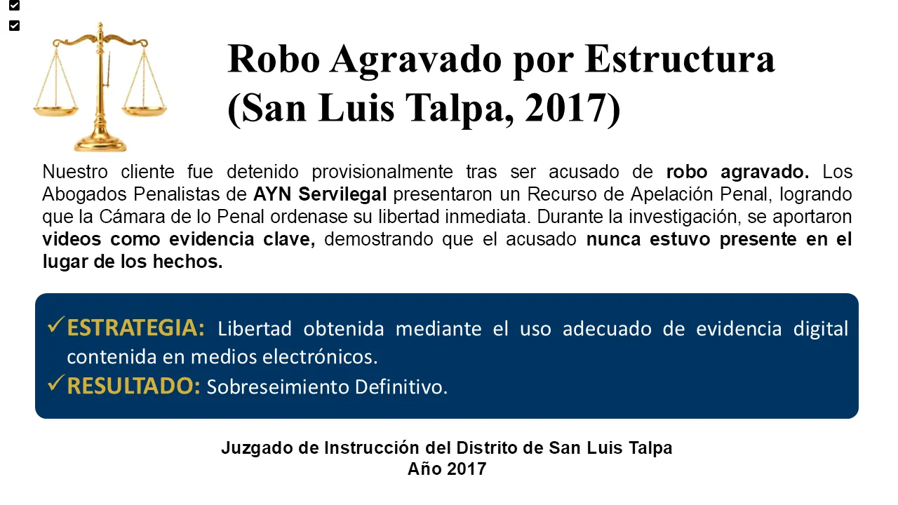 Robo agravado resueltos por el abogado penalista en El Salvador Roberto Carlos Chavarría.