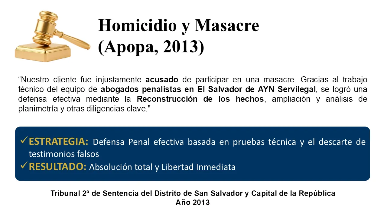 Homicidio defendido por el abogado penalista en El Salvador Roberto Carlos Chavarría.