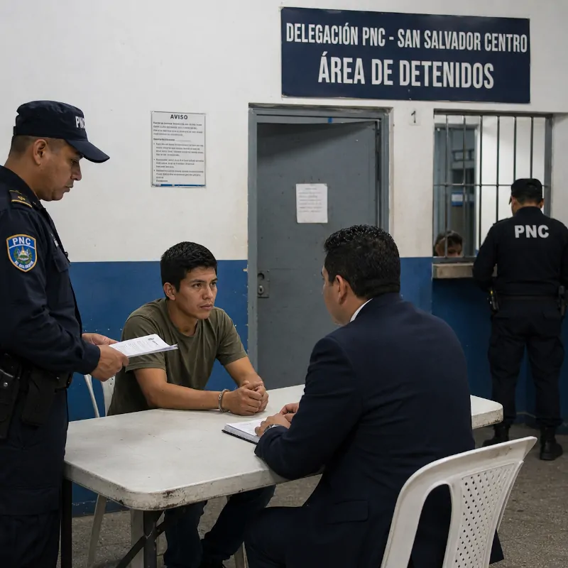 Abogado penalista asistiendo a persona detenida en El Salvador